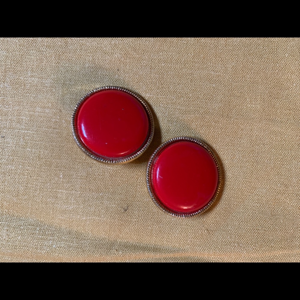 Red Clip On Earrings
